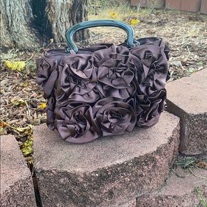 Mad by Design Brown Flower Purse W/ Black Handles